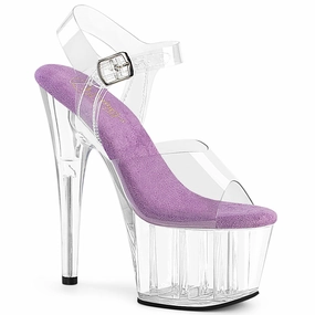 Adore-708 Clear-Lavender/White, 7" Heels Shiny Red High Heel Shoes