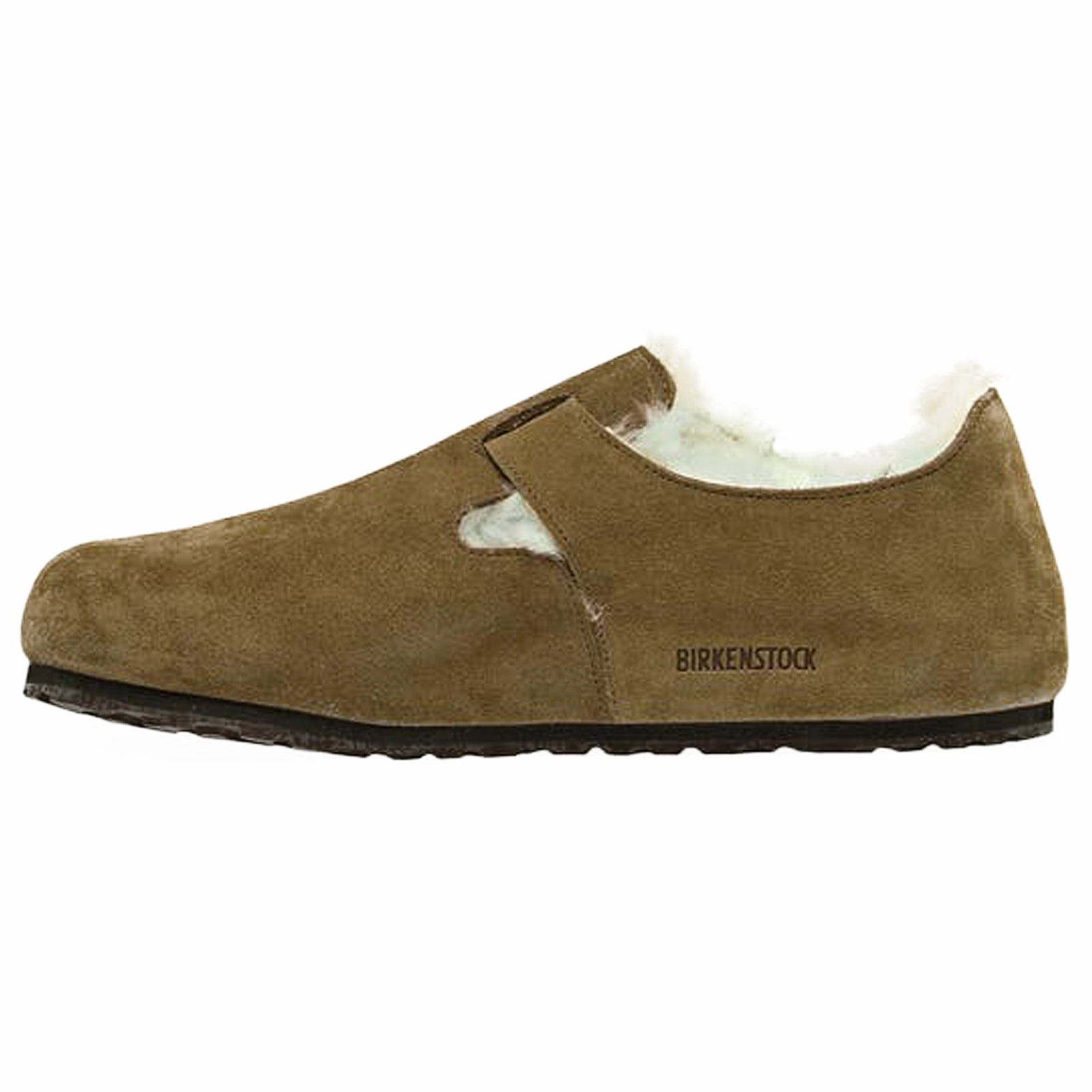 Birkenstock London Shearling Suede Unisex Slip On Shearling Tea Shoes Back Strap