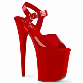 High Heel Mule Shoes Flamingo-808N Red Jelly-like TPU, 8" Heel