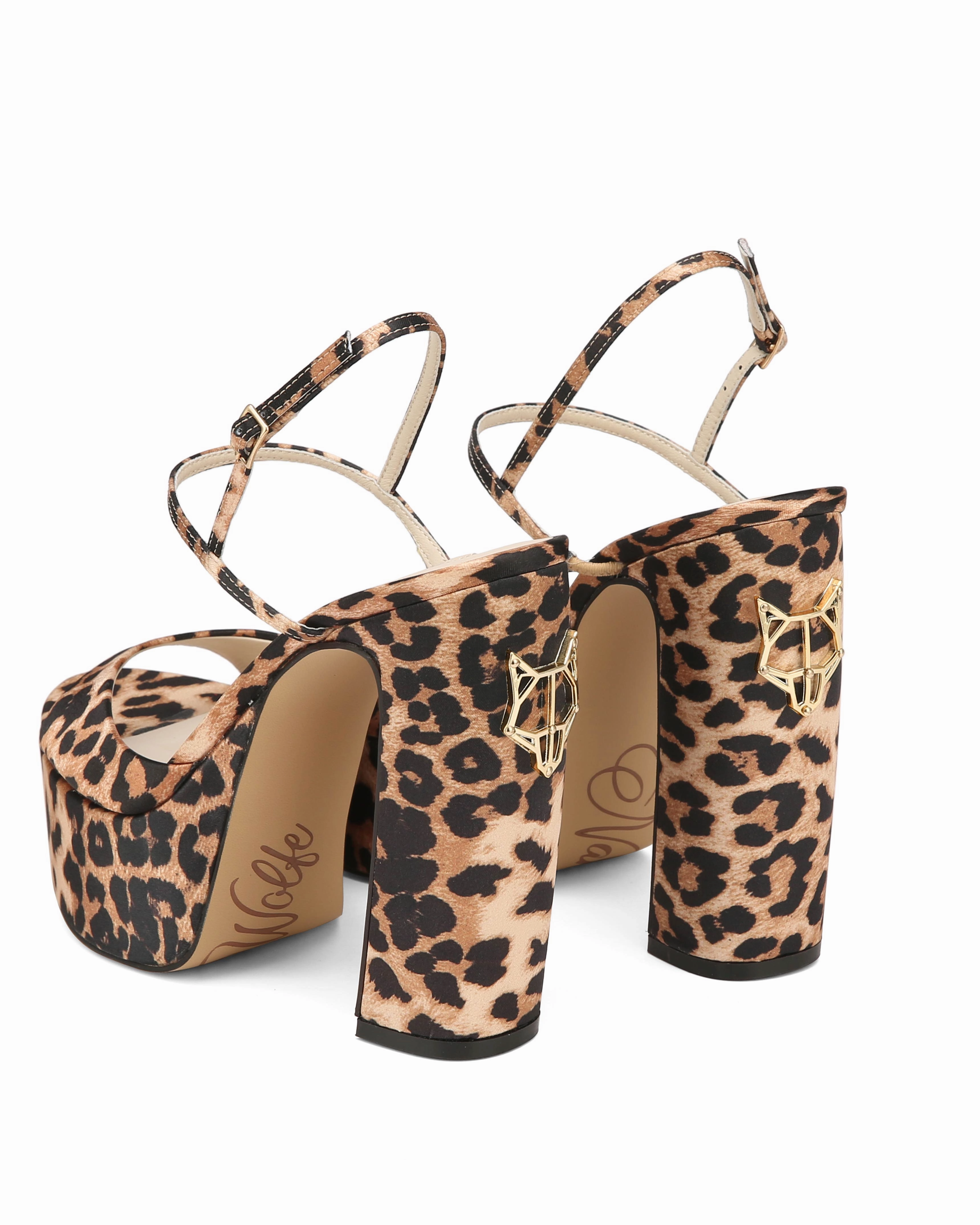 Fire Satin Leopard Toes High Heels