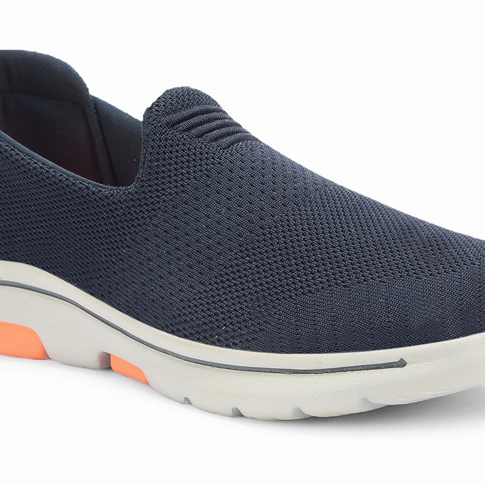 Leap7x Navy Blue Sports Non Lacing Walking Shoes For Men RW-08 By Liberty Light Walking Shoes