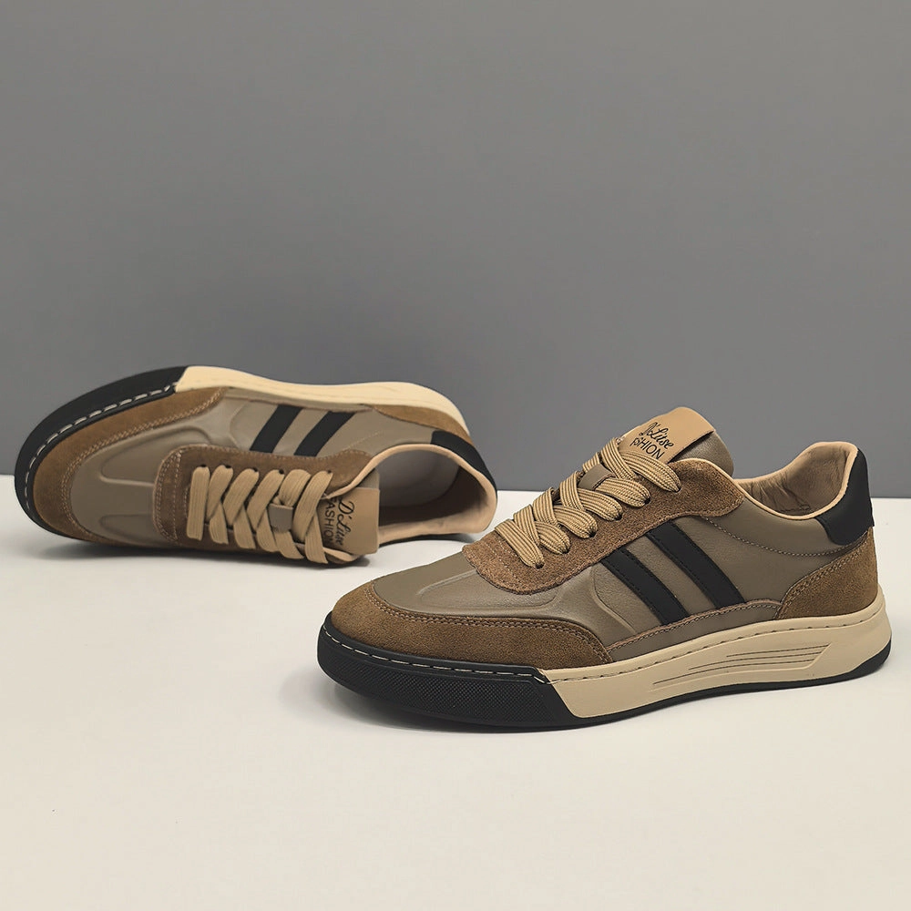 Men Fashion Patchwork Leather Flat Casual Shoes Flat Snakeskin Shoes