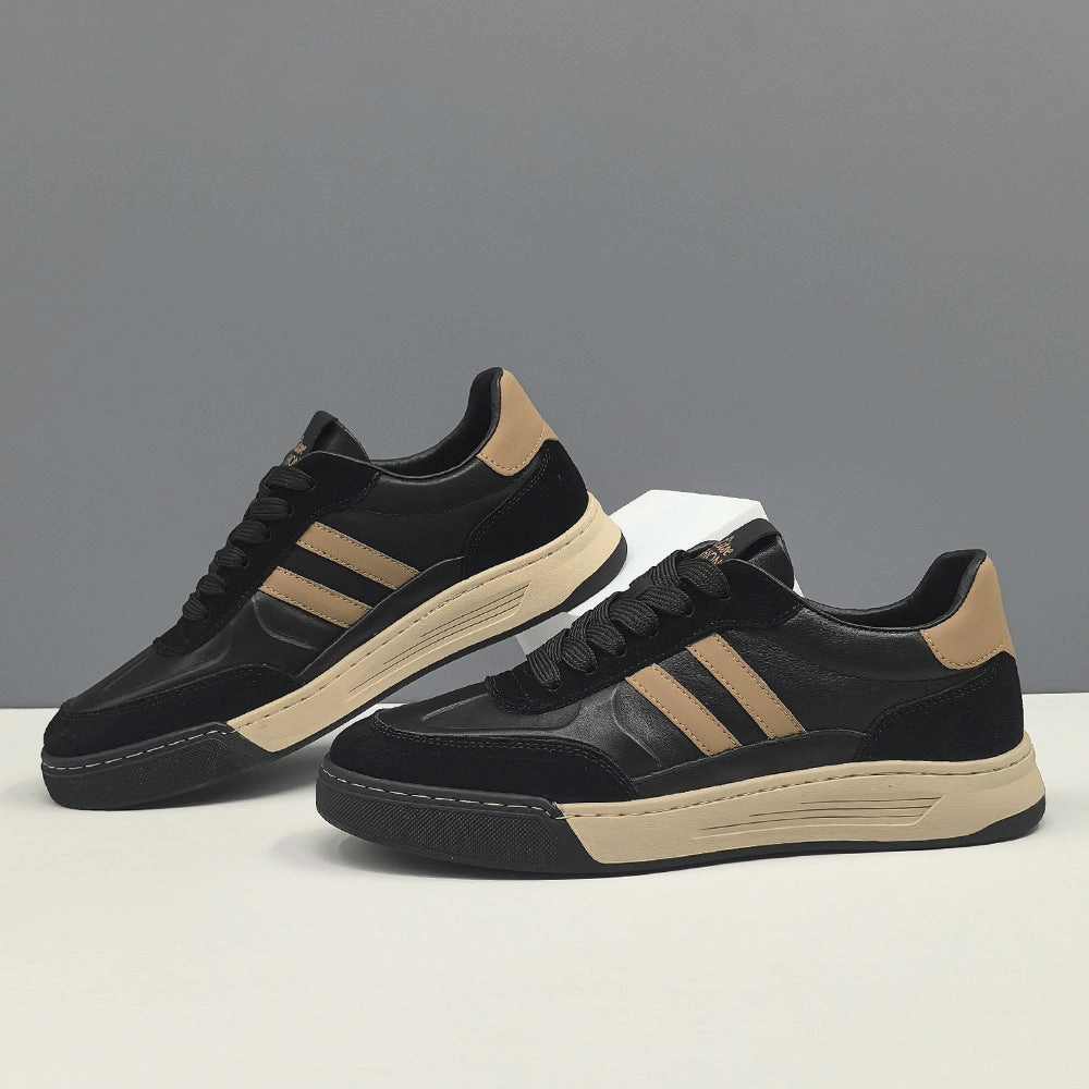 Mountain Bike Shoes Flat Men Fashion Patchwork Leather Flat Casual Shoes