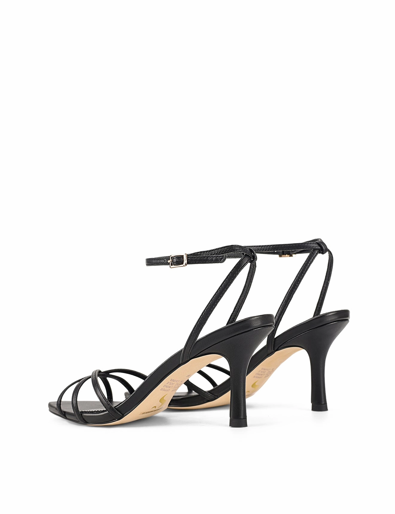 Madison Point Toe Strappy Heel - Black Leather Sandal High Heels