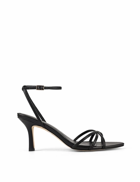 Toes In High Heels Madison Point Toe Strappy Heel - Black Leather