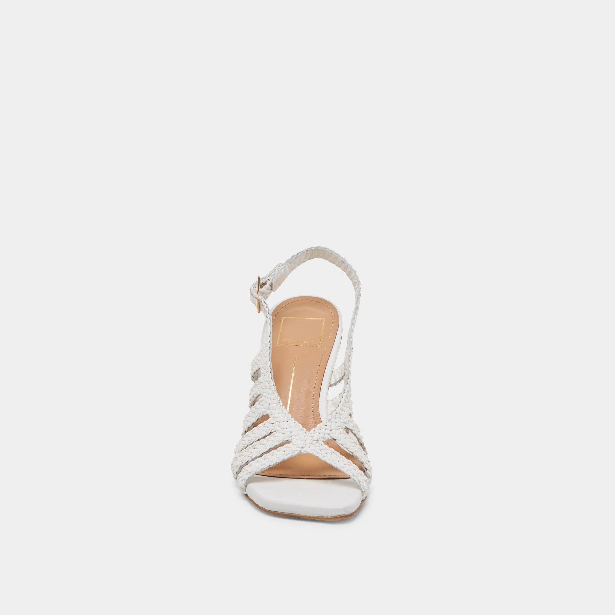 SICILY HEELS WHITE WOVEN LEATHER Strappy High Heel Platform Sandals