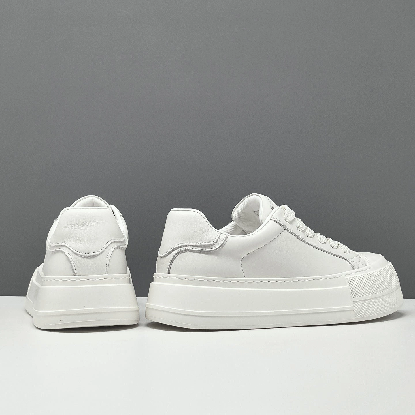 Men's Minimalist Plain Leather Flat Casual Sneakers Flat Glock Trigger Shoe