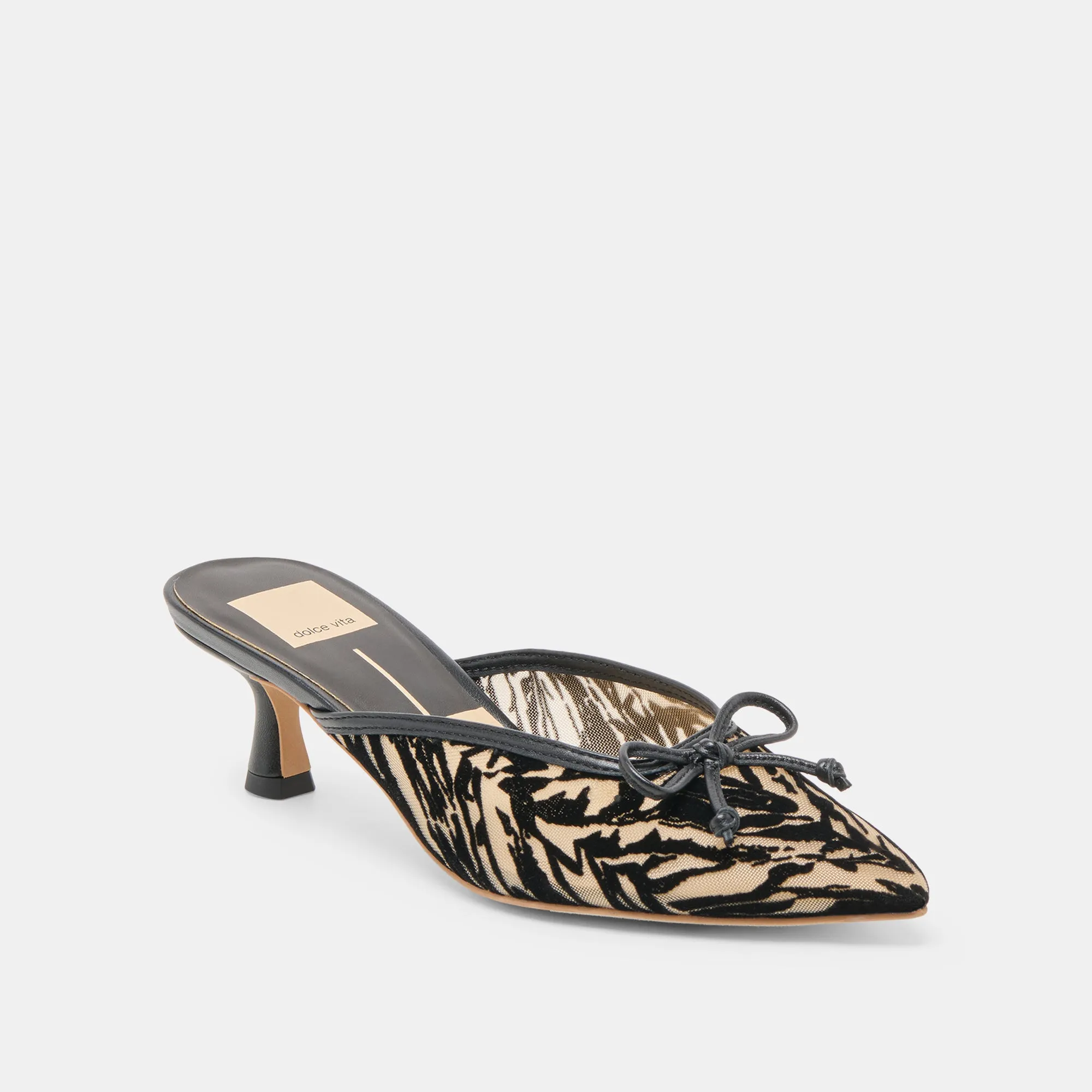 CLEO HEELS ZEBRA VELVET MESH Gold Shoes High Heels