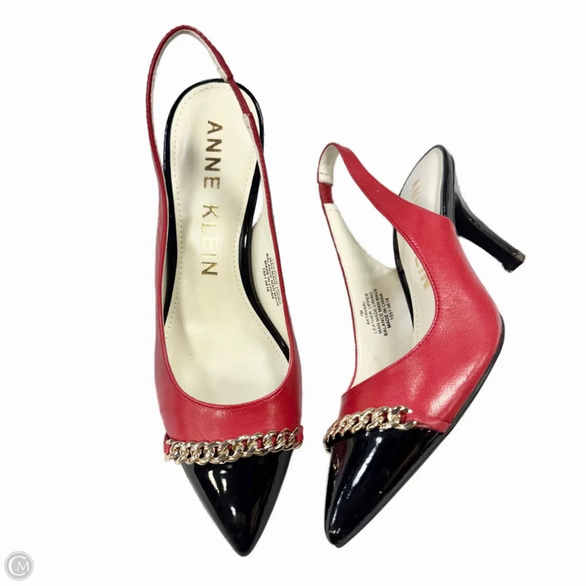 Ankle Boots High Heels Shoes Heels Kitten By Anne Klein In Black & Red, Size: 7