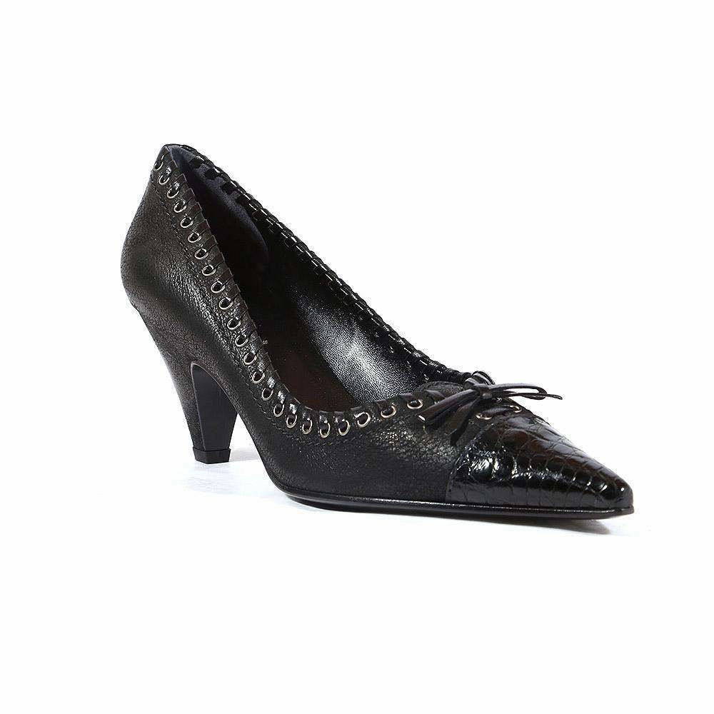 Prada Women's Shoes Black leather Pumps (PRW11) Fashion Sport Casual Shoes