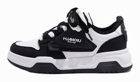 Casual Summer Dress Shoes HUANQIU Coverage Lightweight Breathable Height Increasing Low top Skateboard Shoes Unisex Black