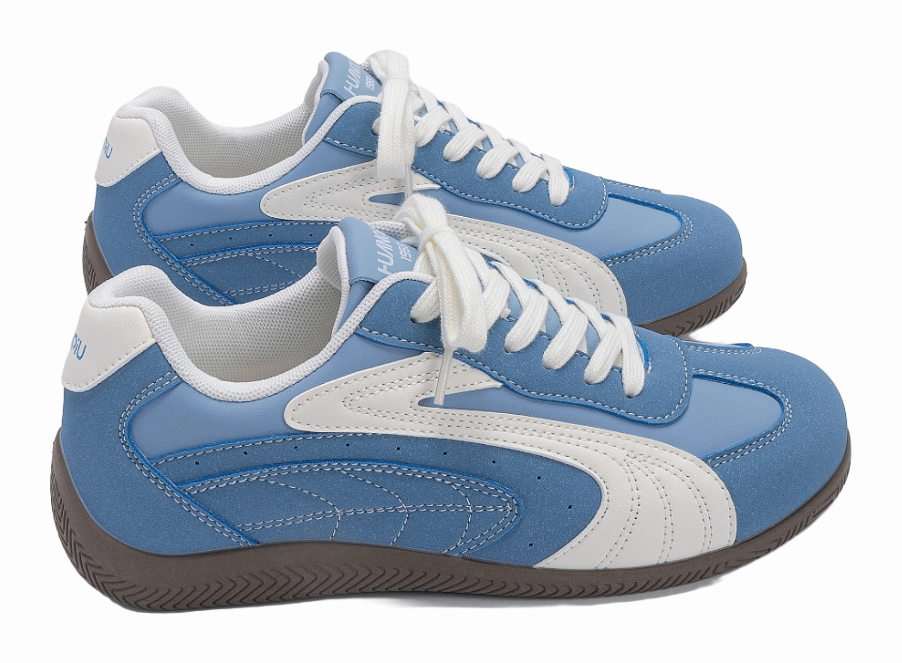 HUANQIU Coverage Lightweight Height Increasing Low top German Army Trainers Men's Blue Running Shoes Casual Wear