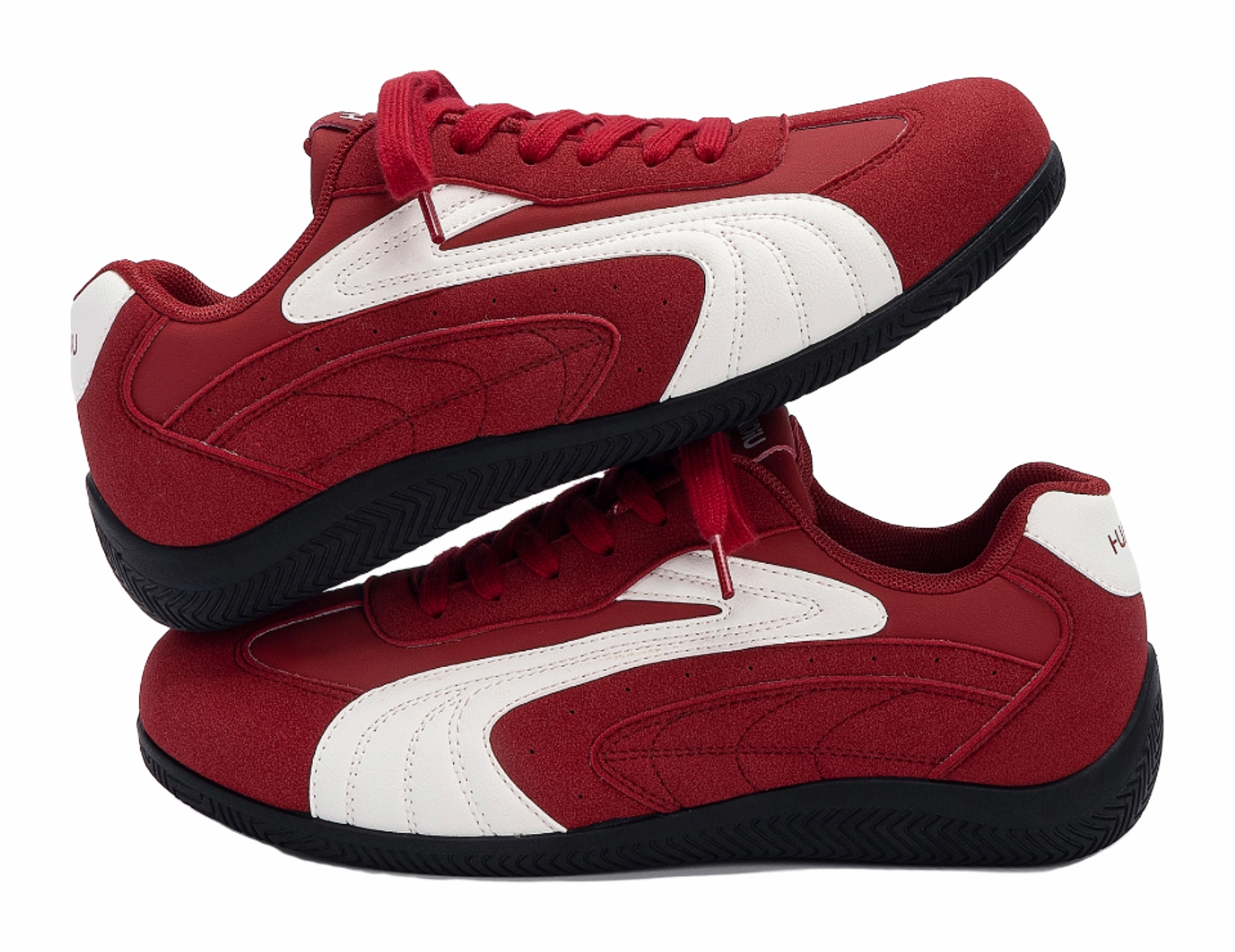 HUANQIU Lightweight Coverage Low top German Army Trainers Men's Red Lined Casual Shoes