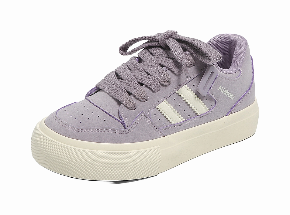 HUANQIU Slip Resistant Shock Absorbers With Abrasion Resistant Properties Low top Skateboard Shoes Women's Purple Comfiest Casual Shoes