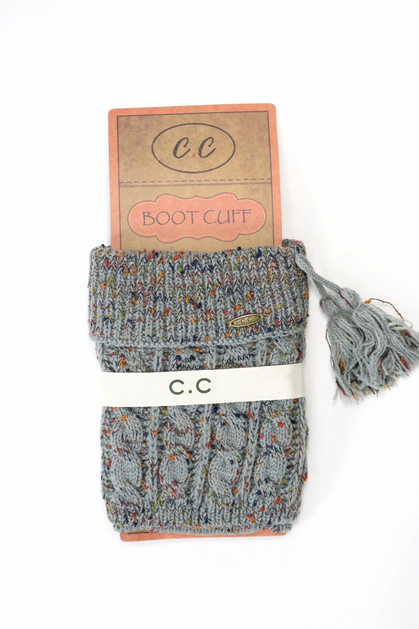 Boot Cuffs With Tassels Confetti Gray Boho Cuffed Cable Knit Multi Color Speckles One Size Major Carly Combat Boot