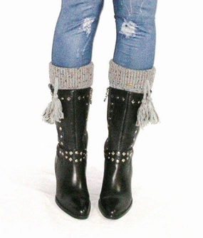 Pressure Tank Combat Boots Boot Cuffs With Tassels Confetti Gray Boho Cuffed Cable Knit Multi Color Speckles One Size