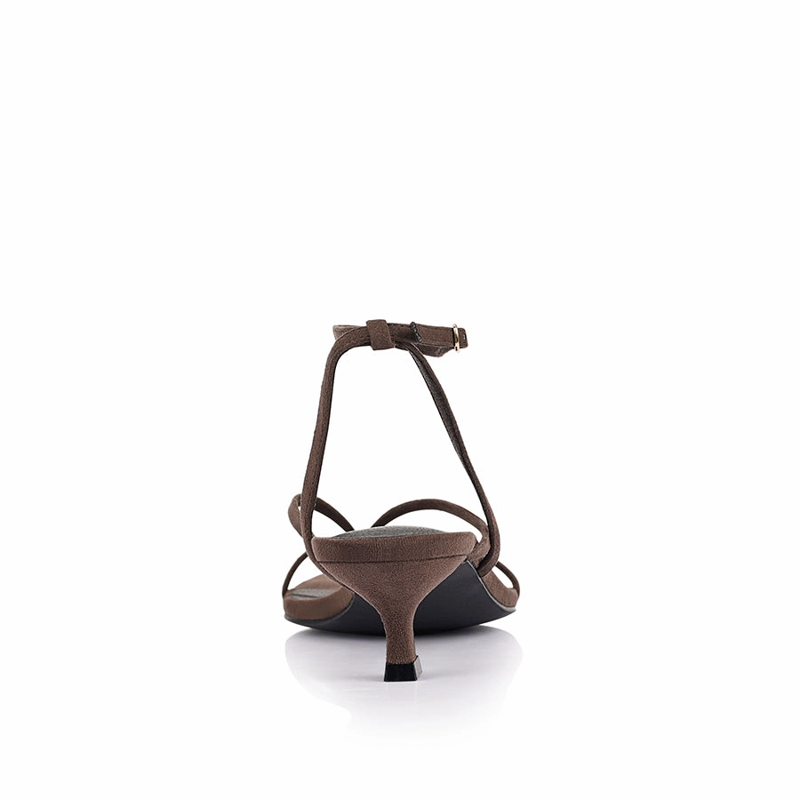Maeve Kitten Heel Sandals - Chocolate Brown Micro