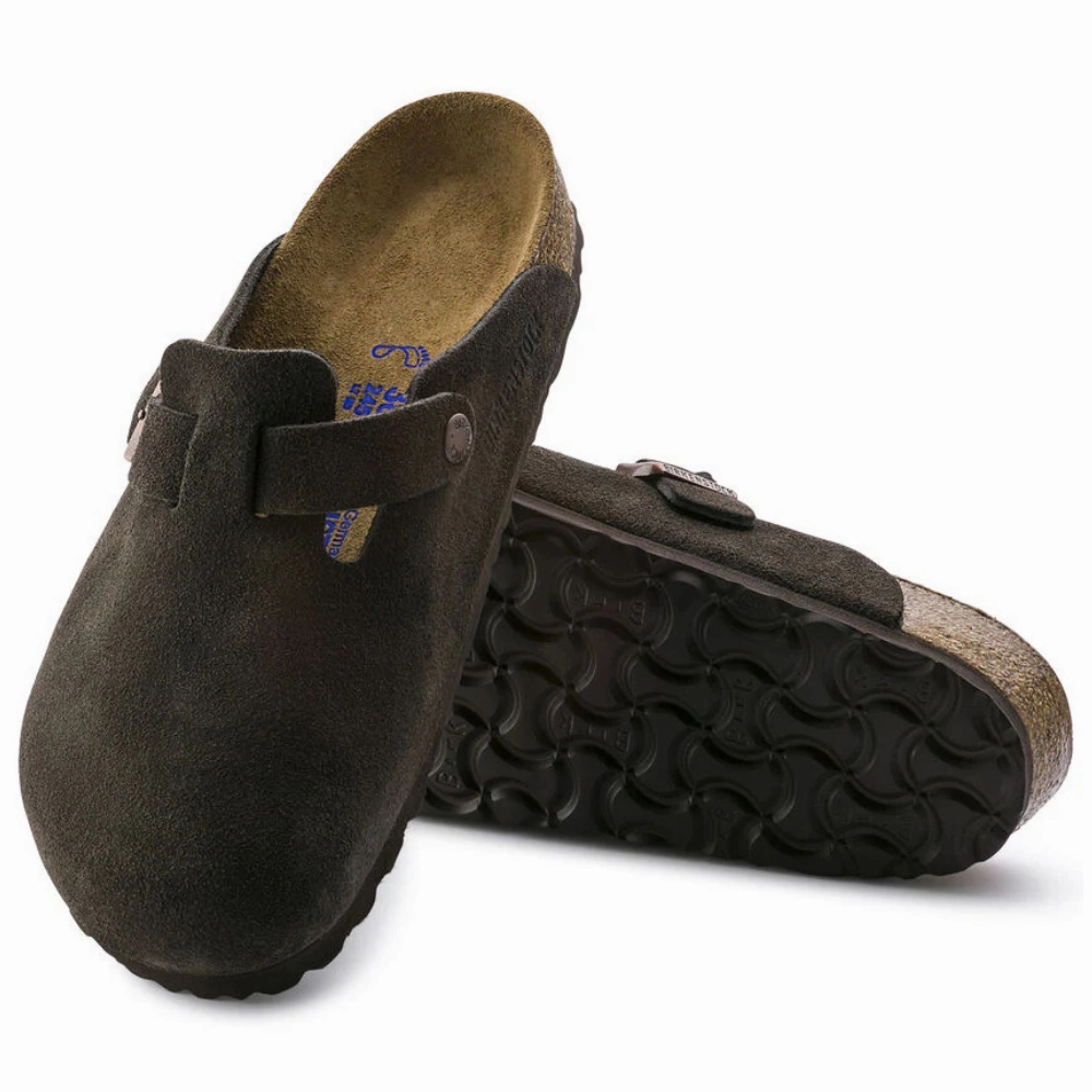 Style Chart Birkenstock Boston Mocha Suede Soft Footbed Clog (Unisex)