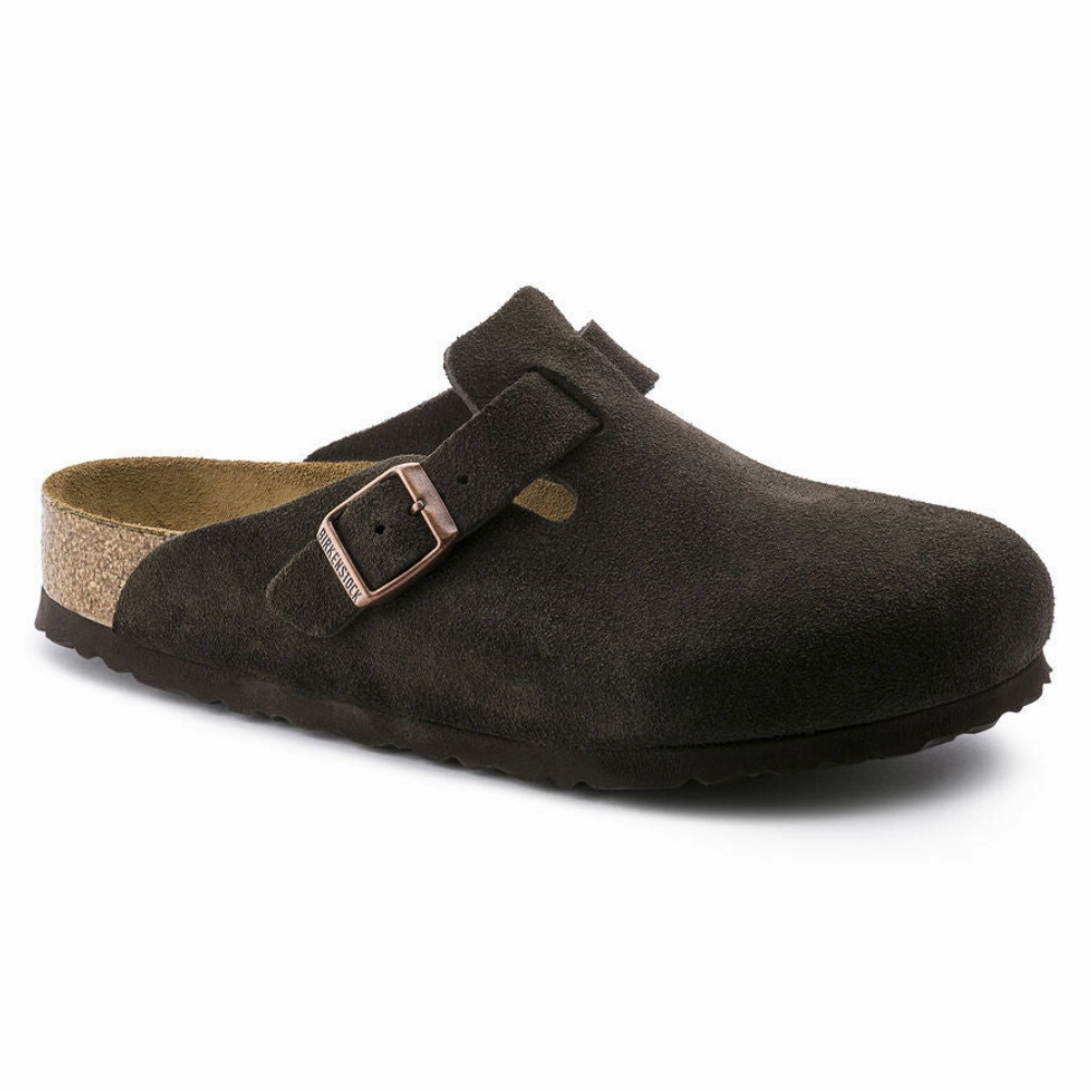 Alternative To Birkenstock Boston Mocha Suede Soft Footbed Clog (Unisex)