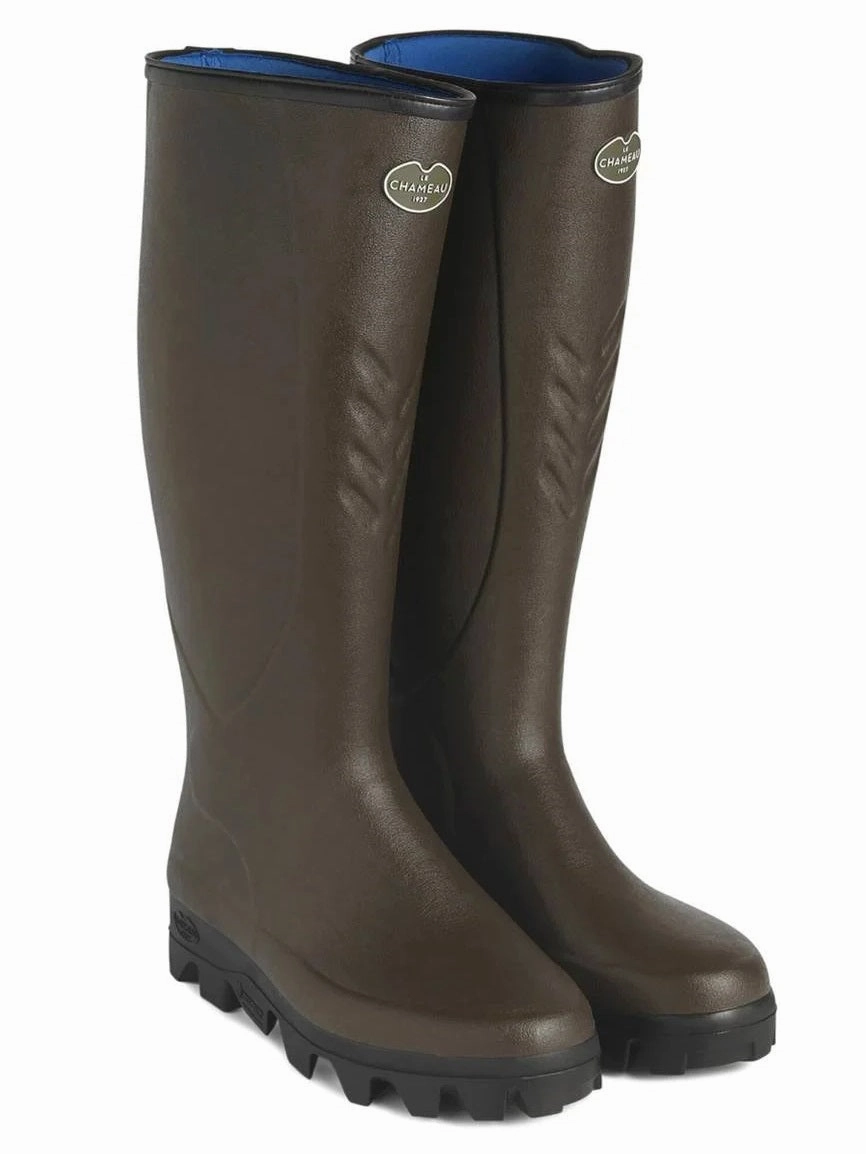 LE CHAMEAU Ceres Agricultural Boots - Mens Manure Resistant Neoprene Lined - Dark Brown Work Boots With Boa Laces