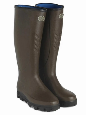 6 Inch Insulated Work Boots LE CHAMEAU Ceres Agricultural Boots - Mens Manure Resistant Neoprene Lined - Dark Brown