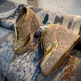 Gold Bridal Sneaker Wedges - Customized Wedding Shoes | Tiesta Air Max 90 Second Season Casual Shoes