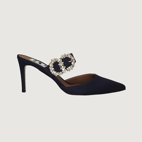 Iside Navy Satin Jewel High Heels High Heels High Heels