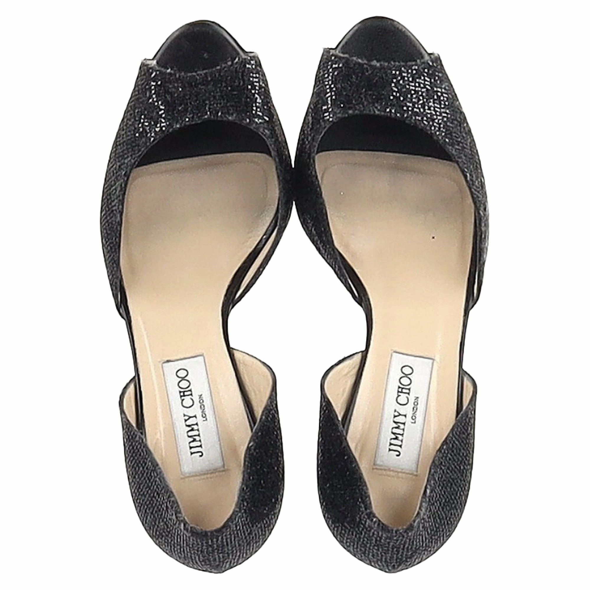 Clarks High Heels Jimmy Choo Peep Toe D'Orsay Pumps in Black Glitter