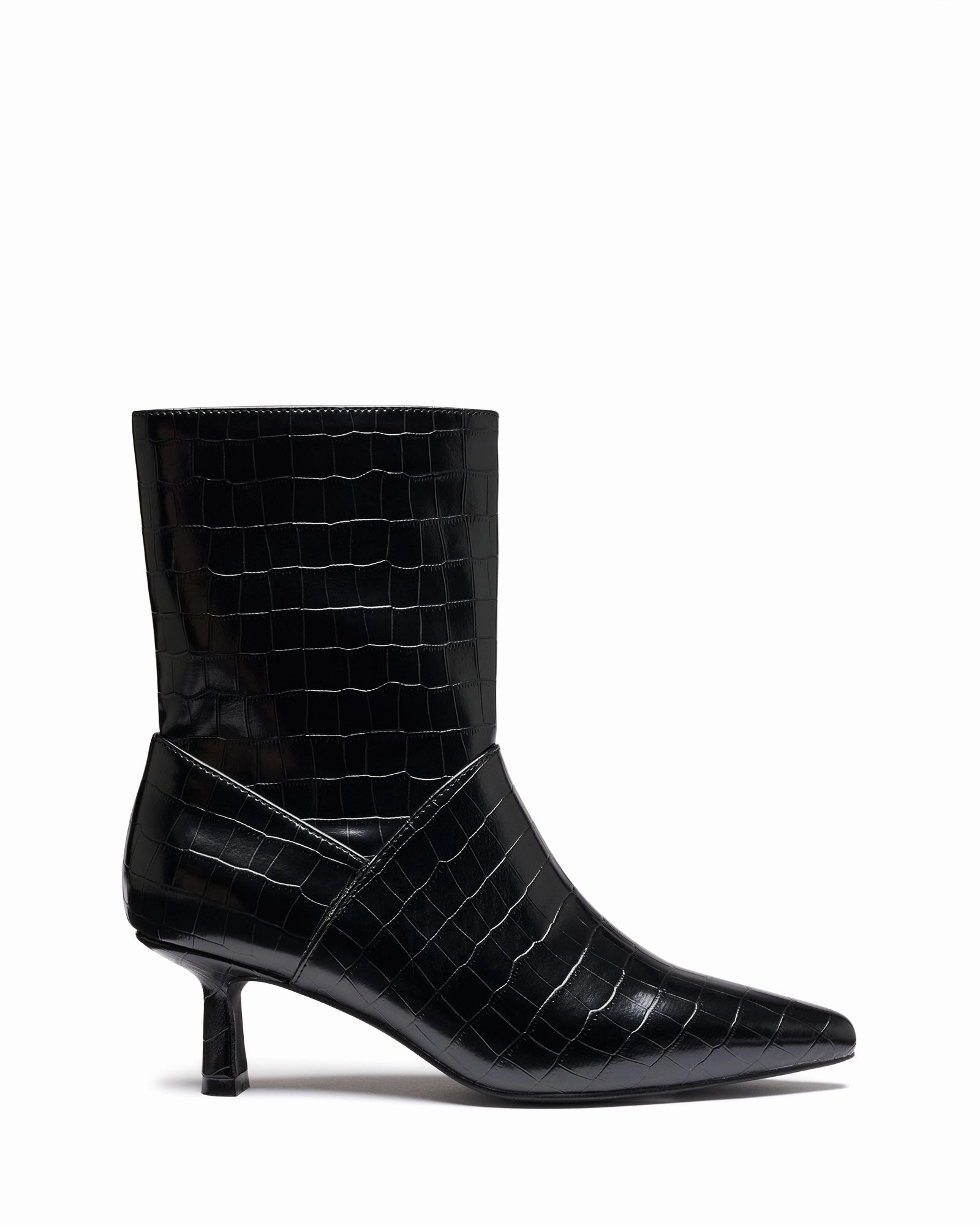 Kacee Ankle Boot Black Croc Thigh High Heeled Boots