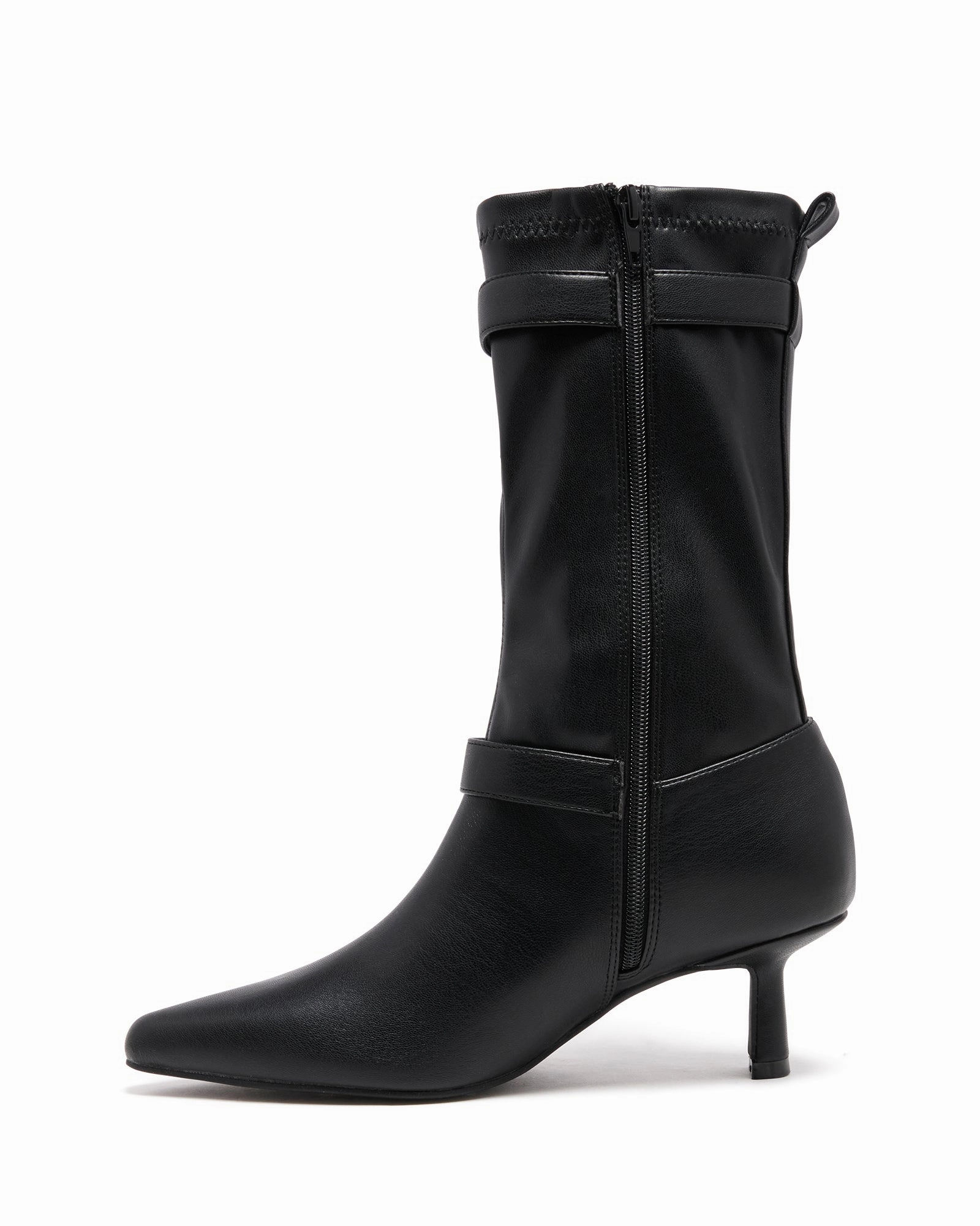 Suede Block Heel Knee High Boots Kimme Ankle Boot Black