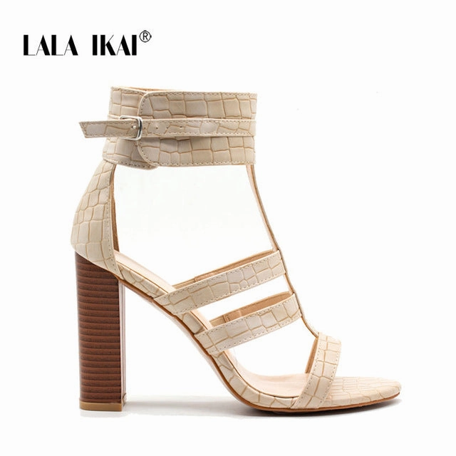 LALA IKAI Gladiator Heels High Sandals Women Summer Shoes Ankle Strap Peep Toe Wedding Shoes Woman Sandals 014C1325 -4 Sandals Price