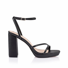 Ballet Pointe High Heels Lani Platform Sandals - Black Smooth