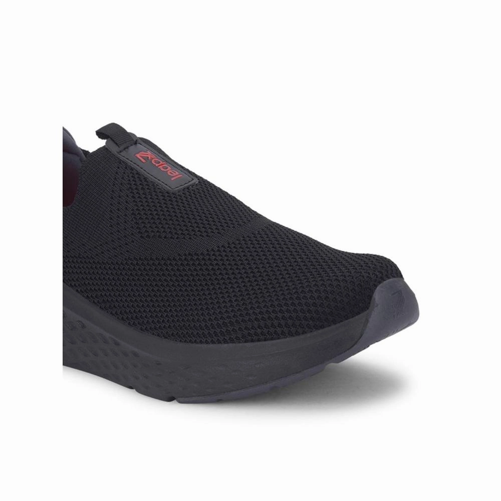 Leap7x Black Sports Non Lacing Walking Shoes For Men NITRUN-2 By Liberty For Wide Feet  Best