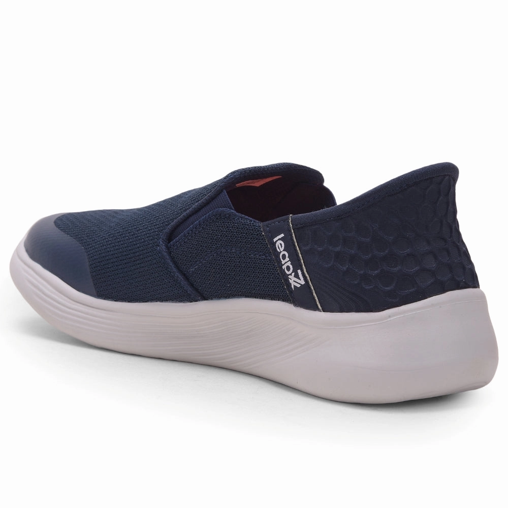 Race Walking Shoes Leap7x Navy Blue Sports Non Lacing Walking Shoes For Men EZZAR-1 By Liberty