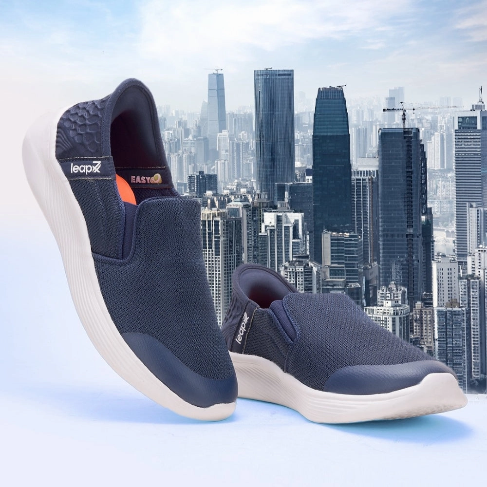 Leap7x Navy Blue Sports Non Lacing Walking Shoes For Men EZZAR-1 By Liberty Antoine Walker Basketball