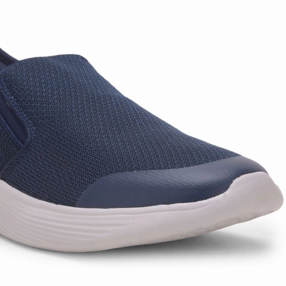 Good First Walking Leap7x Navy Blue Sports Non Lacing Walking Shoes For Men EZZAR-1 By Liberty