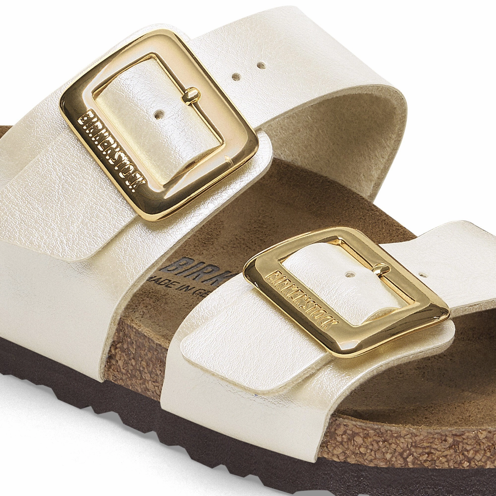 Birkenstock Women's Sydney Birko-Flor Luxe Sandal - Graceful Pearl White Soft Foot Bed