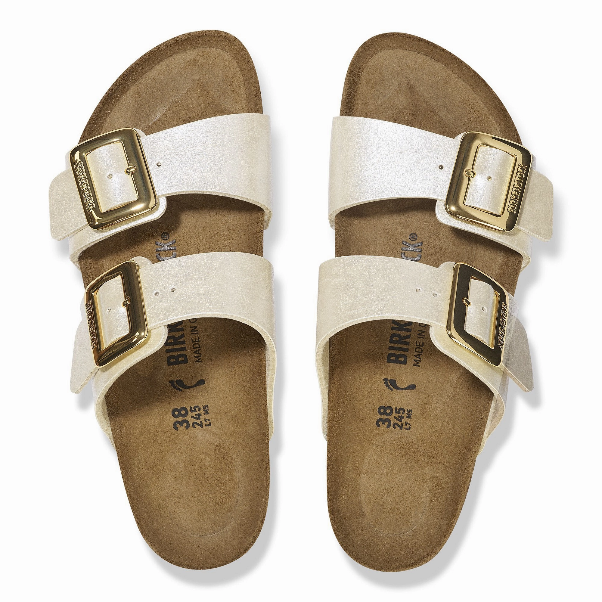 Size 6 Birkenstock Women's Sydney Birko-Flor Luxe Sandal - Graceful Pearl White