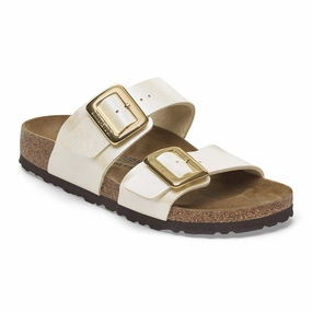Neiman Marcus Birkenstock Women's Sydney Birko-Flor Luxe Sandal - Graceful Pearl White