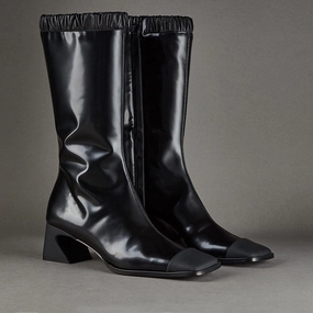 Raz 6458 Black Ruched Knee High Boot