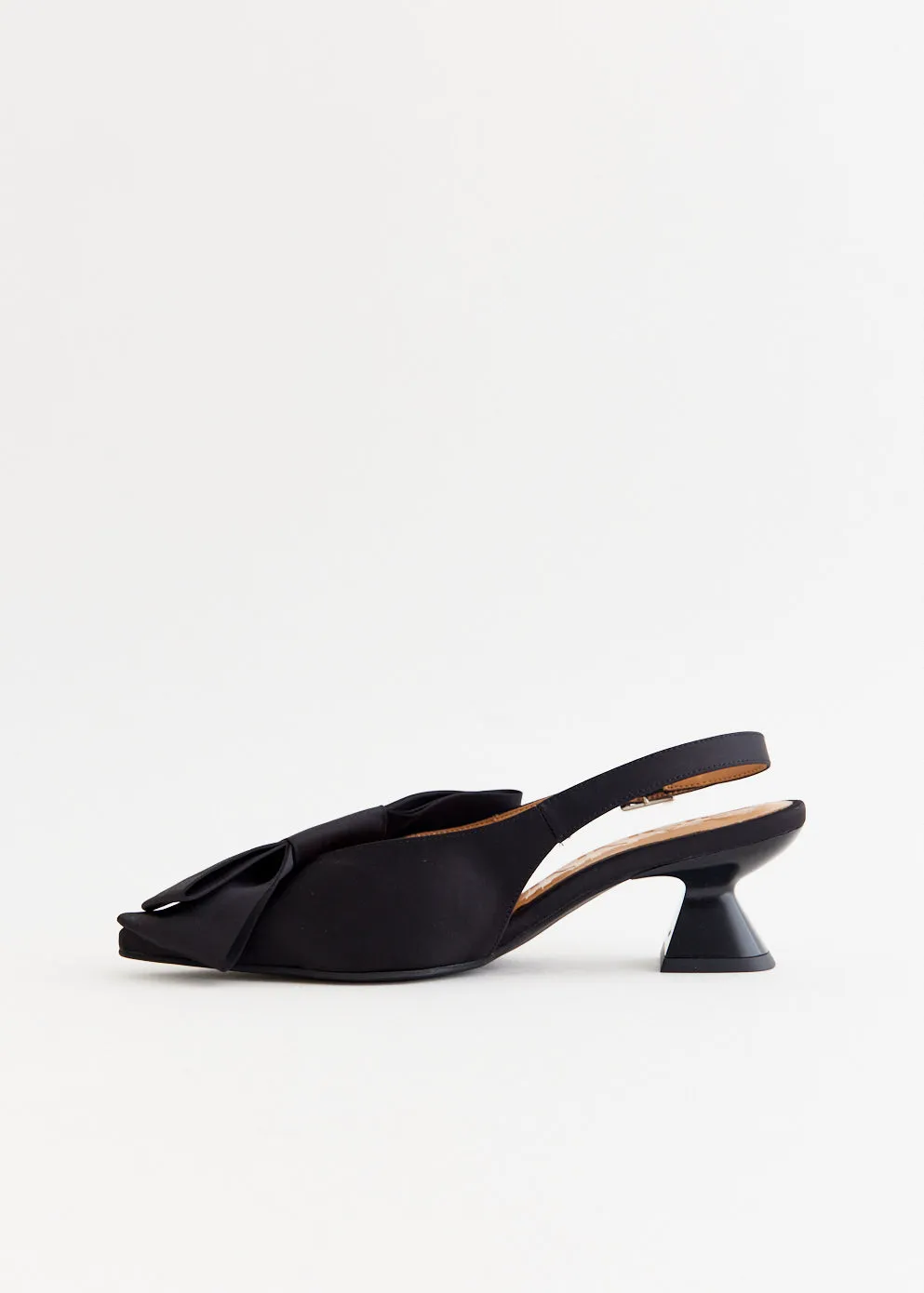 Big Bow Slingback Kitten Heel Pumps Heels High Sandals