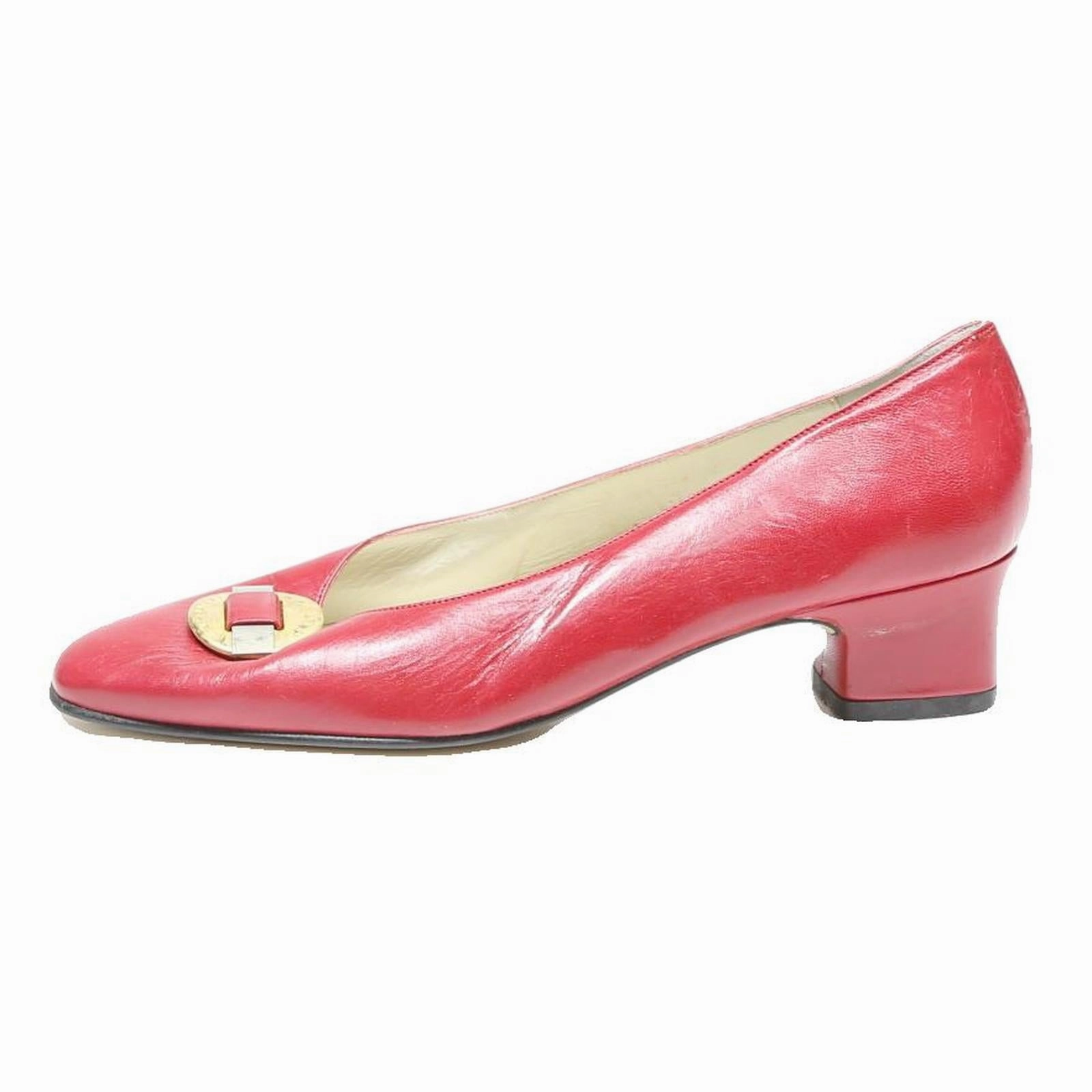 MARIO CERUTTI Womens Red Leather Low Heel Court Shoes UK 4 Elegant Classic Casual Beach