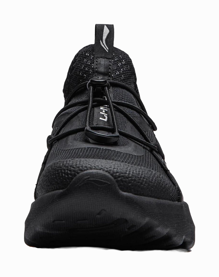 LiNing Cloud Ease Slip On Shock Absorbers Slip Resistant Abrasion Resistant Breathable Low top Casual Shoes Men's Black Business Casual Platform Shoes