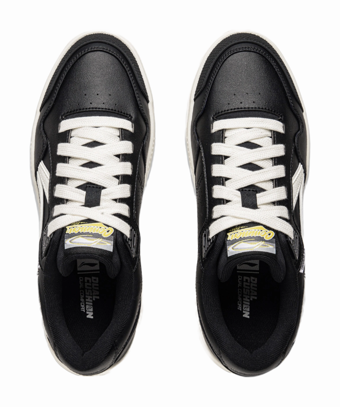 LiNing Common 80s Slip Resistant Abrasion Resistant Low top Skateboard Shoes Men's Black White Id Casual Shoes