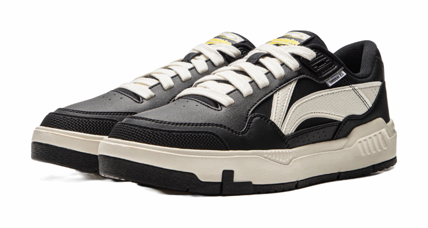 Reddit Casual Shoes LiNing Common 80s Slip Resistant Abrasion Resistant Low top Skateboard Shoes Men's Black White