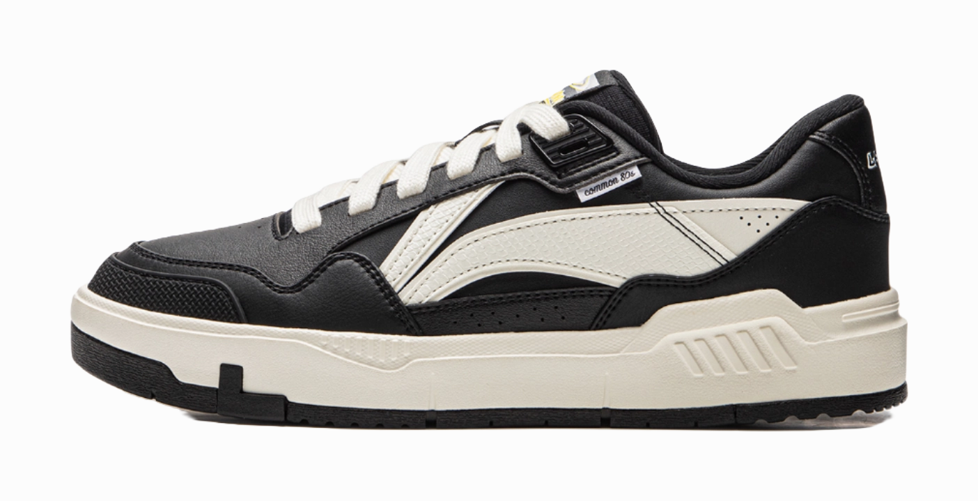 Casual Slip On Shoe LiNing Common 80s Slip Resistant Abrasion Resistant Low top Skateboard Shoes Men's Black White