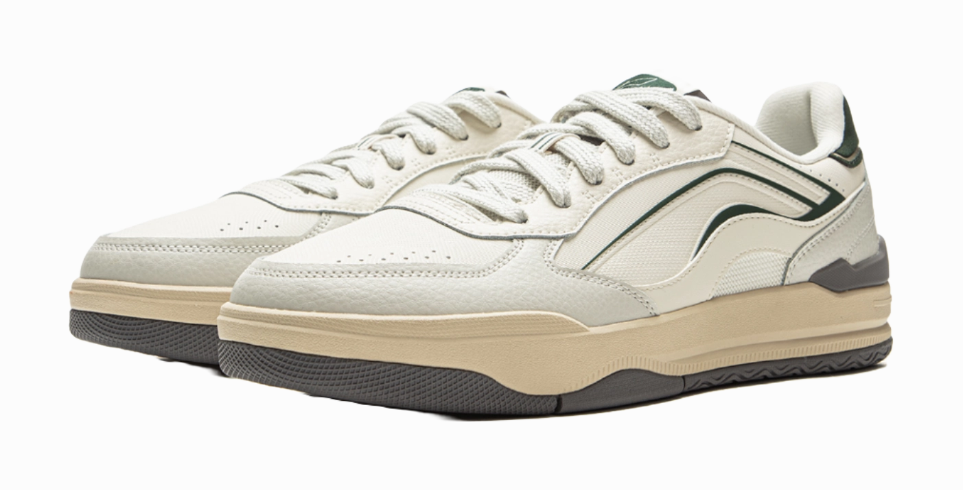 Pure Casual Skate Shoe LiNing Moon Glaze Slip Resistant, Abrasion Resistant, Breathable Low Top Skateboard Shoes Men's White Gray