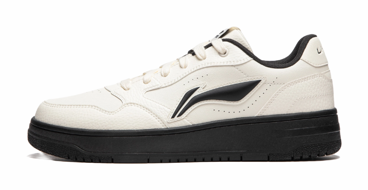 LiNing Tianji Soft Anti Slip And Wear Resistant Height Increasing Low top Skateboard Shoes Women's Ecru Best Casual Waterproof Shoes