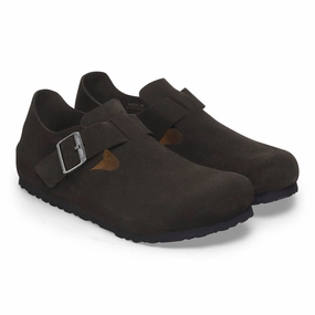 London Classic Footbed : Black Suede Clogs Soft Footbed