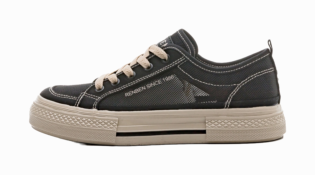 RENBEN Slip Resistant, Abrasion Resistant, Breathable Low top Canvas Shoes Unisex Black Brown Online Shoes Casual